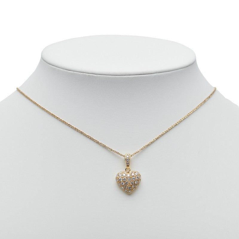 K18YG イエローゴールド ダイヤ1.05ct ハート モチーフ ネックレス レディース 【中古】