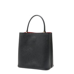 プラダ 三角ロゴプレート ハンドバッグ ショルダーバッグ 2WAY 1BA212 ブラック レッド サフィアーノレザー レディース PRADA 【中古】
