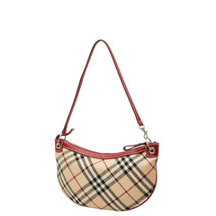 バーバリーブルーレーベル ノバチェック ハンドバッグ ワンショルダーバッグ ベージュ レッド ブラック キャンバス レザー レディース BURBERRY BLUE LABEL 【中古】