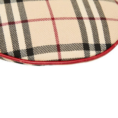 バーバリーブルーレーベル ノバチェック ハンドバッグ ワンショルダーバッグ ベージュ レッド ブラック キャンバス レザー レディース BURBERRY BLUE LABEL 【中古】