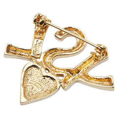 サンローラン ロゴ ハート ブローチ ゴールド メッキ ラインストーン レディース SAINT LAURENT 【中古】
