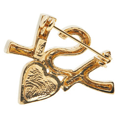 サンローラン ロゴ ハート ブローチ ゴールド メッキ ラインストーン レディース SAINT LAURENT 【中古】