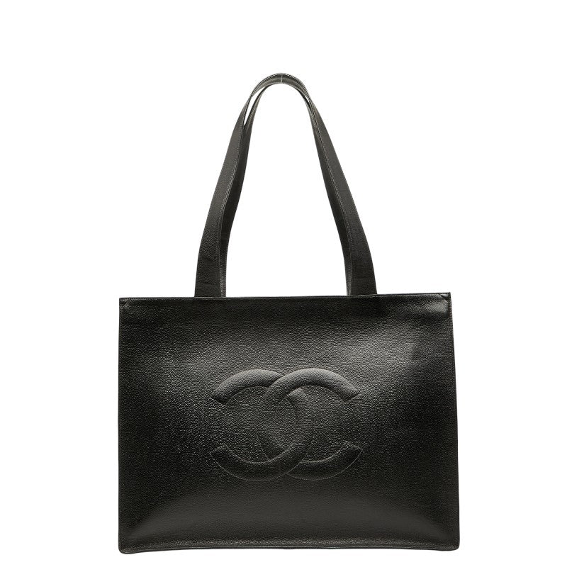 シャネル ココマーク トートバッグ ショルダーバッグ ブラック キャビアスキン レディース CHANEL 【中古】