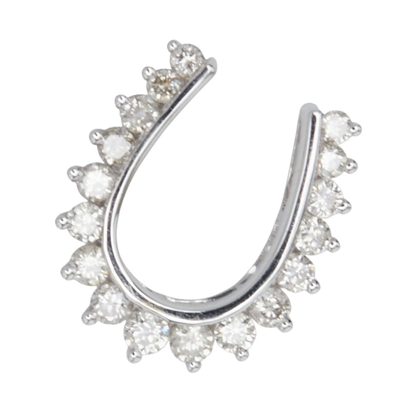 K18WG ホワイトゴールド ダイヤ0.28ct ホースシュー 馬蹄 モチーフ ペンダントトップ レディース 【中古】