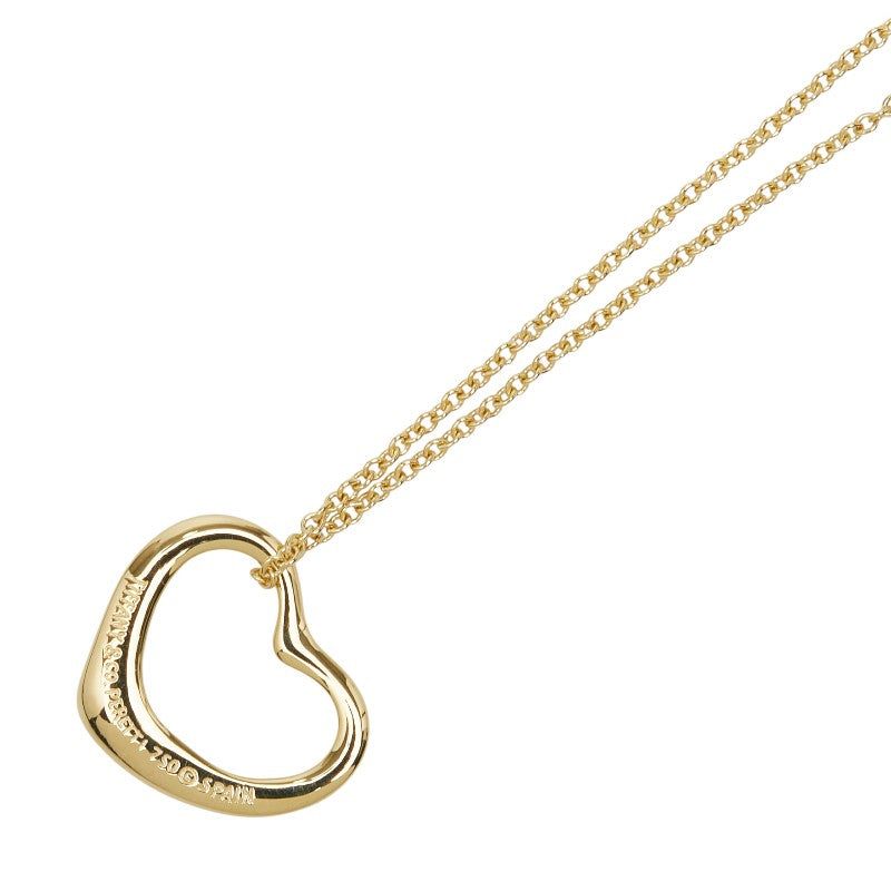 ティファニー K18YG イエローゴールド オープンハート ペンダントネックレス レディース TIFFANY&Co. 【中古】