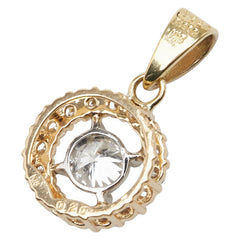 K18YG イエローゴールド Pt900 プラチナ コンビ ダイヤ0.20ct ダイヤ0.225ct ラウンド サークル ペンダントトップ レディース 【中古】