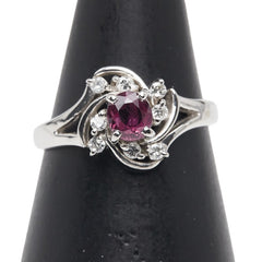 Pt850 プラチナ ルビー0.52ct ダイヤ0.11ct リング 指輪 レディース 10号 【中古】