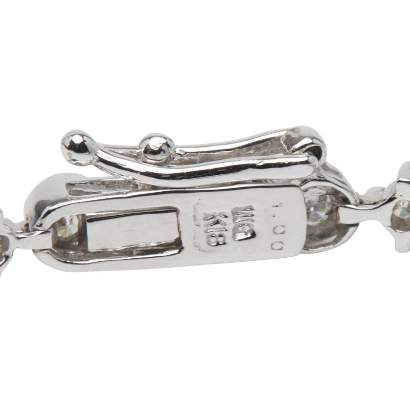 K18WG ホワイトゴールド ダイヤ1.00ct テニスチェーン ブレスレット レディース 【中古】