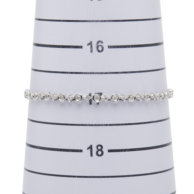 K18WG ホワイトゴールド ダイヤ1.00ct テニスチェーン ブレスレット レディース 【中古】