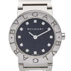 ブルガリ ブルガリブルガリ 12Pダイヤ 腕時計 BBL26S クオーツ ブラック文字盤 ステンレススチール レディース BVLGARI 【中古】