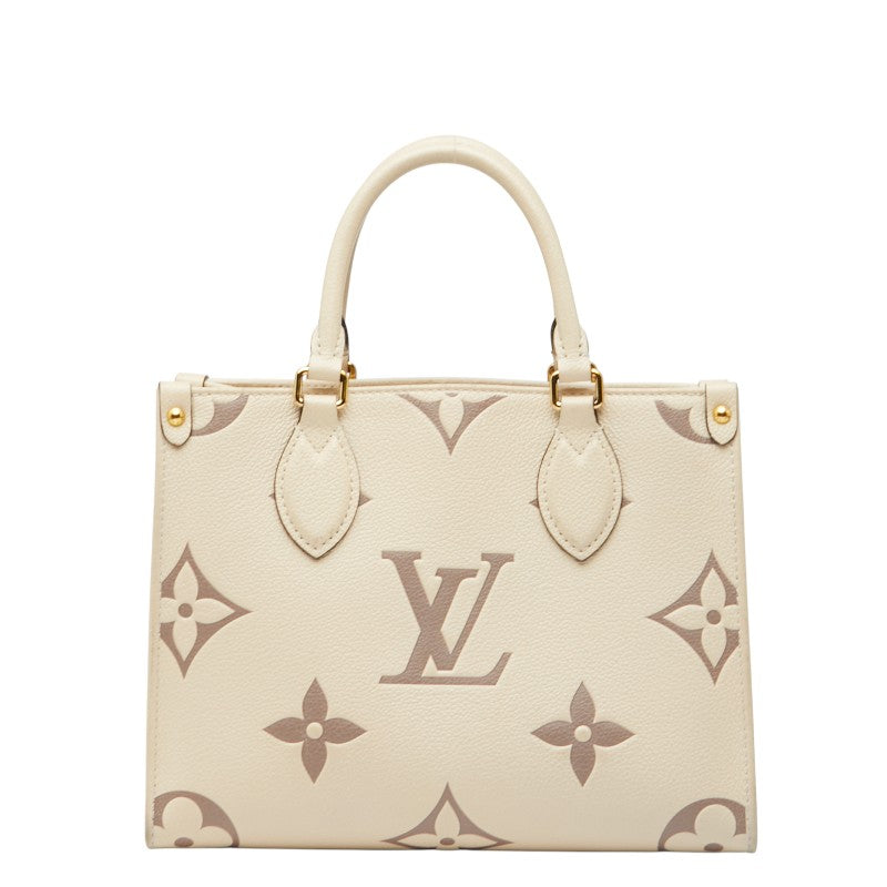 ルイ ヴィトン モノグラム アンプラント オンザゴーPM ハンドバッグ M45654 クレーム ボワドローズ ベージュ系 レザー レディース LOUIS VUITTON 【中古】