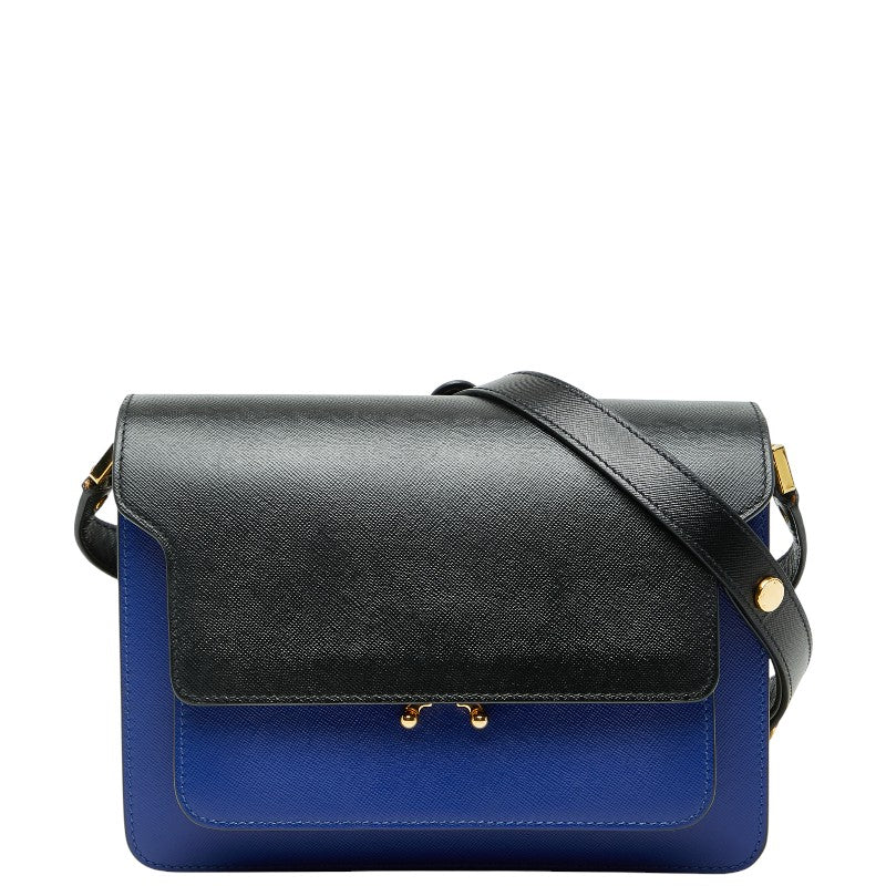 マルニ トランク ショルダーバッグ ブルー ブラック レザー レディース MARNI 【中古】