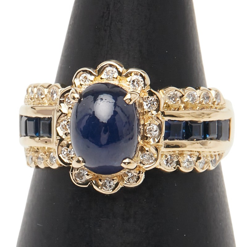 K18YG イエローゴールド サファイア3.04ct ダイヤ0.21ct リング 指輪 レディース 10.5号 【中古】