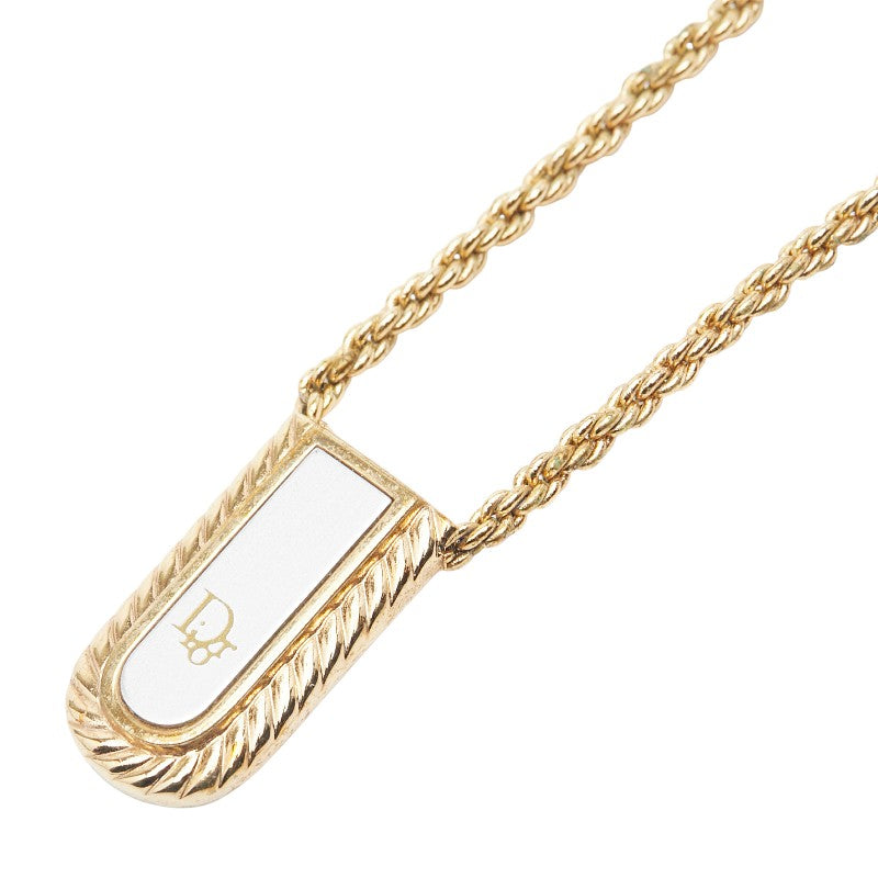 ディオール ロゴプレート ネックレス ゴールド シルバー メッキ レディース Dior 【中古】