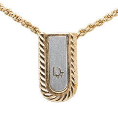 ディオール ロゴプレート ネックレス ゴールド シルバー メッキ レディース Dior 【中古】
