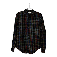 サンローラン 21AW チェック ウエスタンシャツ 長袖シャツ サイズM Y22MA ブラック マルチカラー コーデュロイ コットン メンズ SAINT LAURENT 【中古】