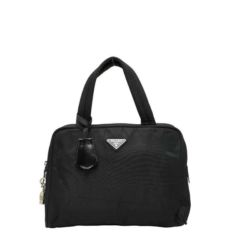 プラダ 三角ロゴプレート ハンドバッグ B8495 ブラック ナイロン レディース PRADA 【中古】
