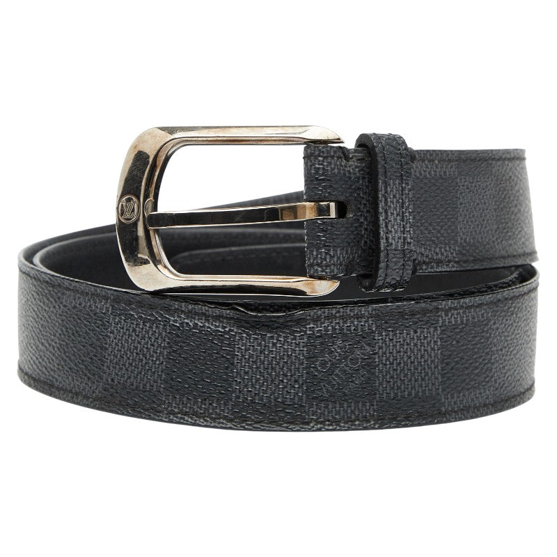 ルイ ヴィトン ダミエ グラフィット サンチュールエリプス ベルト サイズ：90/36 M6821 ブラック PVC レザー レディース LOUIS VUITTON 【中古】