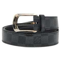 ルイ ヴィトン ダミエ グラフィット サンチュールエリプス ベルト サイズ：90/36 M6821 ブラック PVC レザー レディース LOUIS VUITTON 【中古】