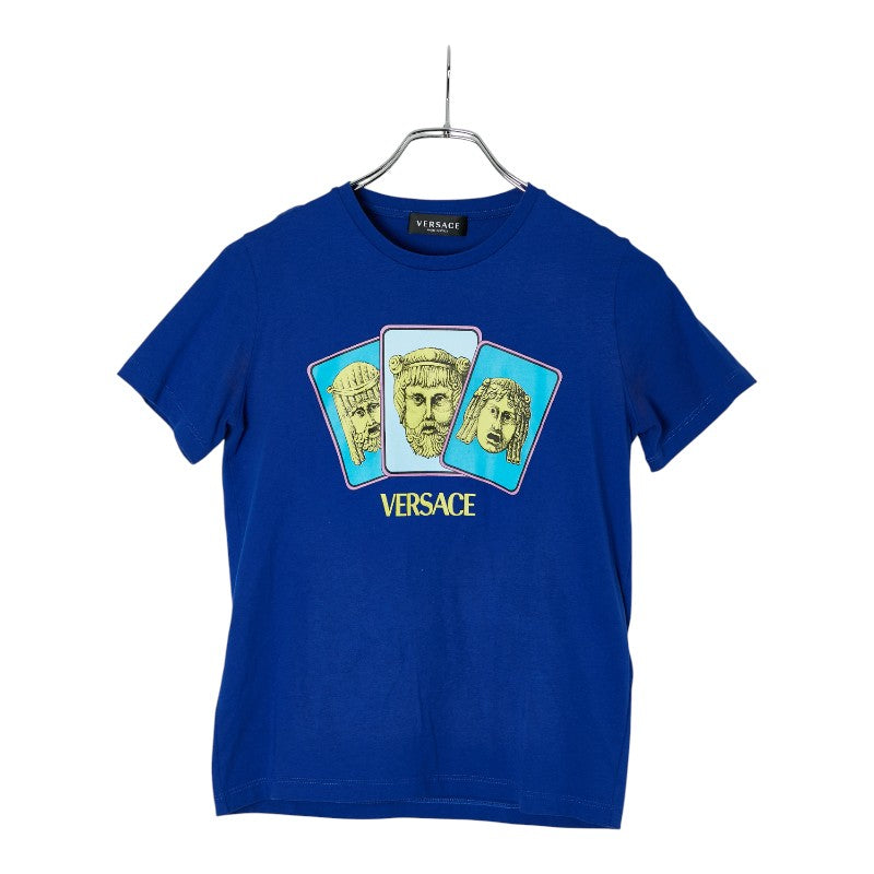 ヴェルサーチェ Greek Masks T-Shirt Tシャツ サイズ12A ブルー マルチカラー コットン キッズ VERSACE 【中古】