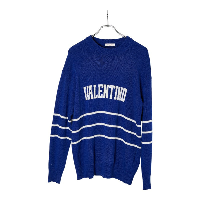 ヴァレンティノ ロゴニット セーター サイズM 2V3KC23N94V ブルー ウール メンズ VALENTINO 【中古】