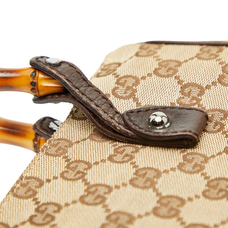 グッチ GGキャンバス バンブー ショルダーバッグ トートバッグ 112530 ブラウン キャンバス レザー レディース GUCCI 【中古】