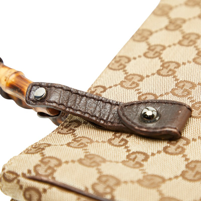 グッチ GGキャンバス バンブー ショルダーバッグ トートバッグ 112530 ブラウン キャンバス レザー レディース GUCCI 【中古】