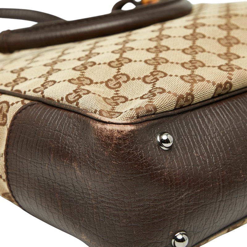グッチ GGキャンバス バンブー ショルダーバッグ トートバッグ 112530 ブラウン キャンバス レザー レディース GUCCI 【中古】