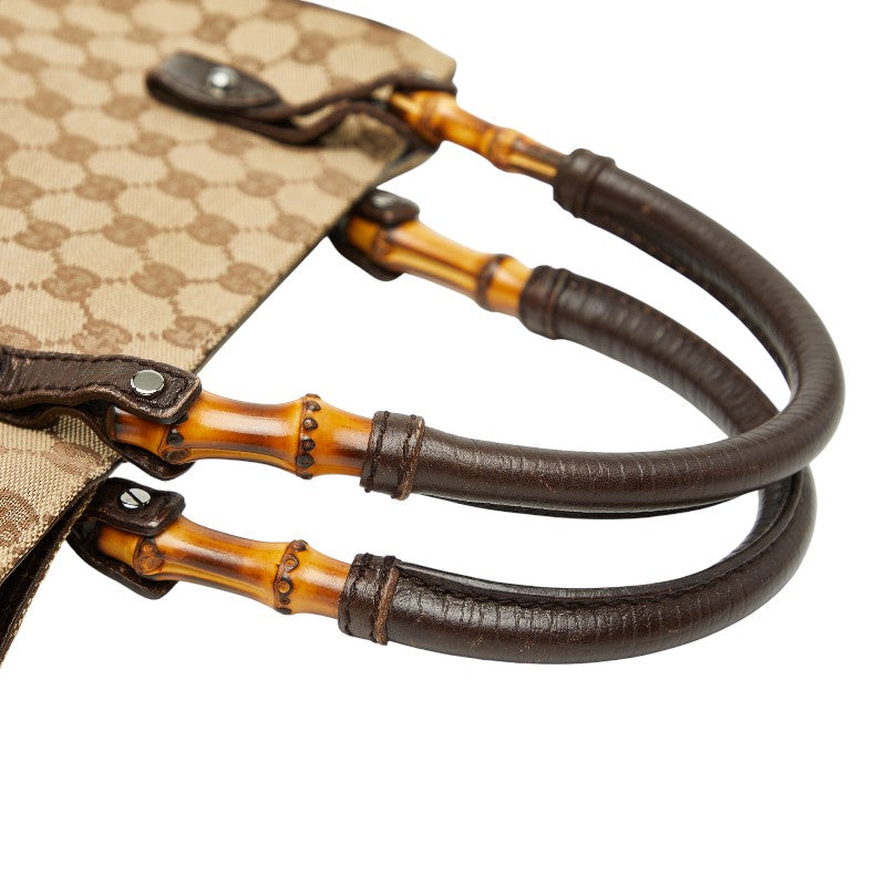 グッチ GGキャンバス バンブー ショルダーバッグ トートバッグ 112530 ブラウン キャンバス レザー レディース GUCCI 【中古】