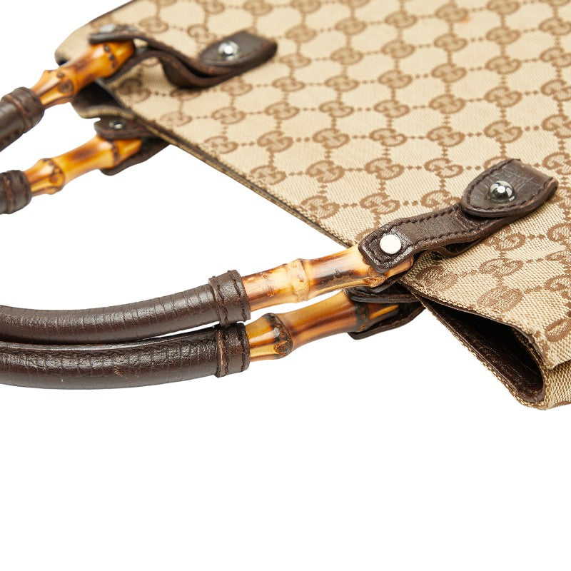 グッチ GGキャンバス バンブー ショルダーバッグ トートバッグ 112530 ブラウン キャンバス レザー レディース GUCCI 【中古】