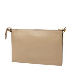 セリーヌ ポケット チェーン ショルダーバッグ ベージュ レッド ネイビー レザー レディース CELINE 【中古】