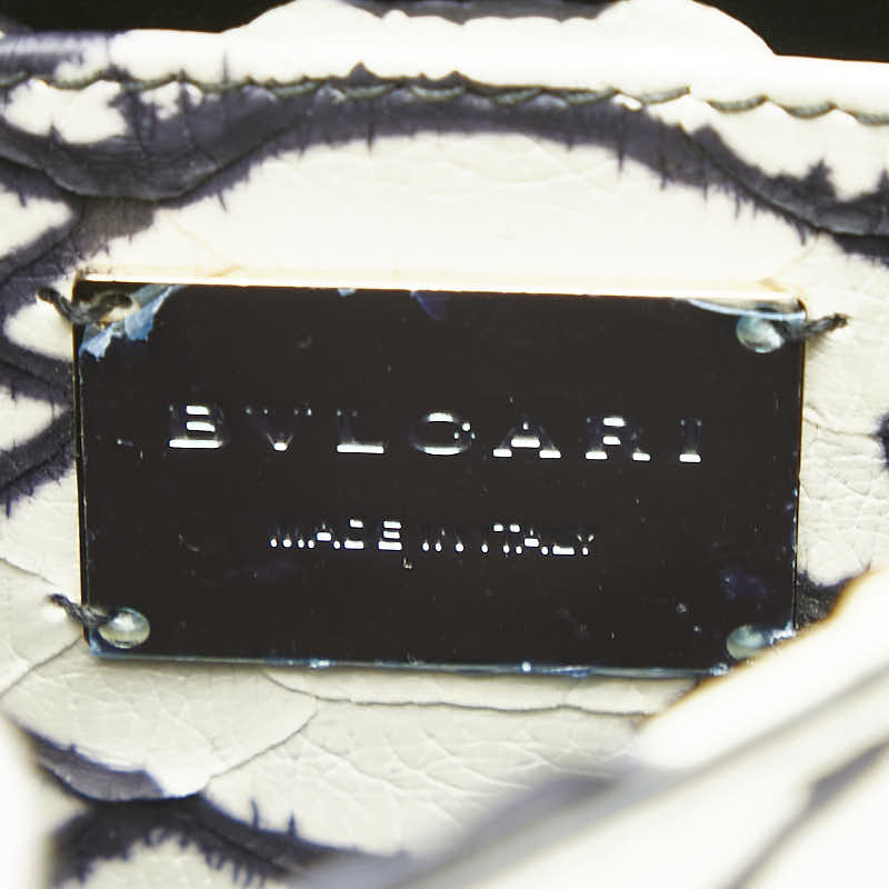 ブルガリ パイソン ショルダーバッグ ベージュ ブラック レザー レディース BVLGARI 【中古】