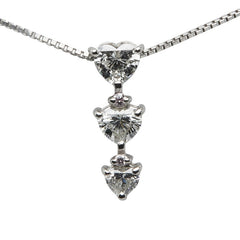 Pt900 プラチナ Pt850 プラチナ ダイヤ1.00ct ダイヤ0.03ct ベネチアンチェーン ハート モチーフ ペンダントネックレス レディース 【中古】