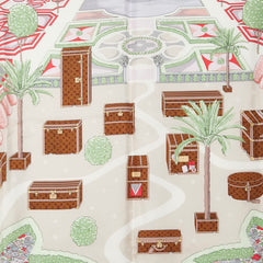 ルイ ヴィトン 庭 モノグラム トランク モチーフ スカーフ M78784 ピンク ブルー マルチカラー シルク レディース LOUIS VUITTON 【中古】