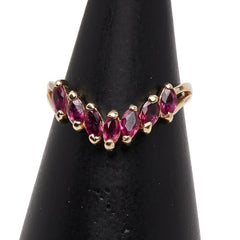 K18YG イエローゴールド ルビー V字 リング 指輪 レディース 9号 【中古】