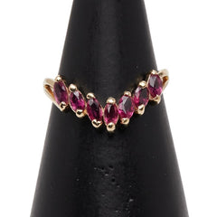 K18YG イエローゴールド ルビー V字 リング 指輪 レディース 9号 【中古】