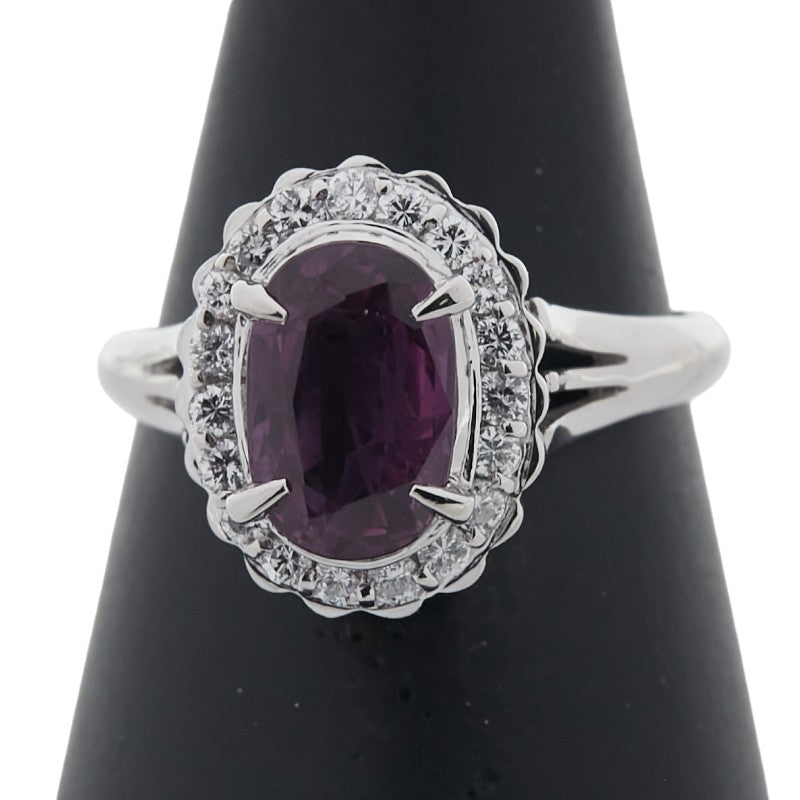 Pt900 プラチナ ルビー2.08ct ダイヤ0.27ct リング 指輪 レディース 11.5号 【中古】