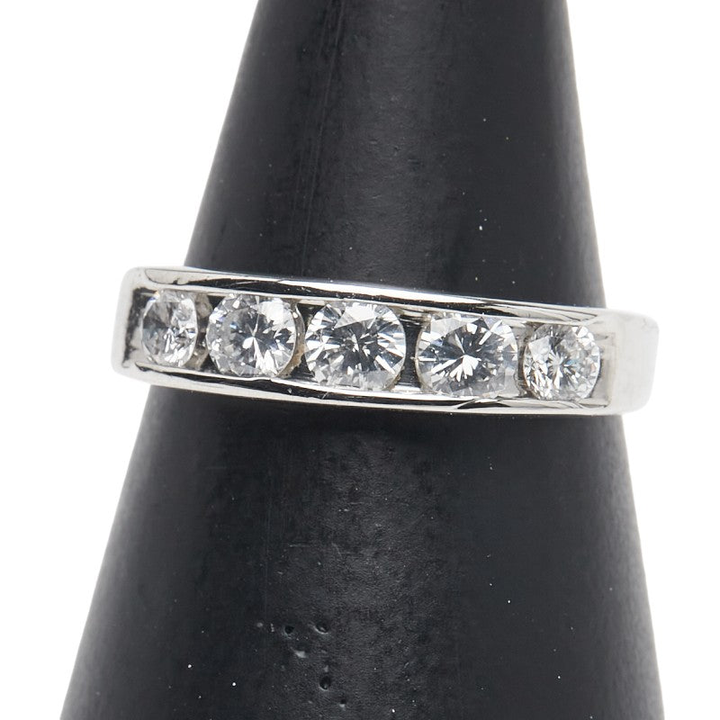 Pt900 プラチナ ダイヤ0.58ct 一文字 リング 指輪 レディース 10.5号 【中古】