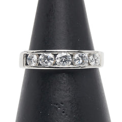 Pt900 プラチナ ダイヤ0.58ct 一文字 リング 指輪 レディース 10.5号 【中古】