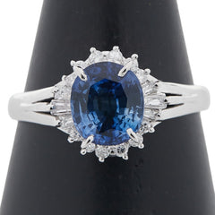 Pt900 プラチナ サファイア2.55ct ダイヤ0.35ct リング 指輪 レディース 21.5号 【中古】