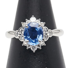 Pt900 プラチナ サファイア1.476ct ダイヤ0.34ct リング 指輪 レディース 13号 【中古】