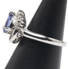 Pt900 プラチナ タンザナイト1.37ct ダイヤ0.40ct ティアドロップ モチーフ リング 指輪 レディース 11号 【中古】