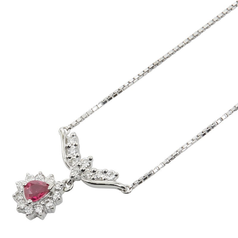 Pt900 プラチナ Pt850 プラチナ ルビー0.36ct ダイヤ0.51ct ペンダントネックレス レディース 【中古】