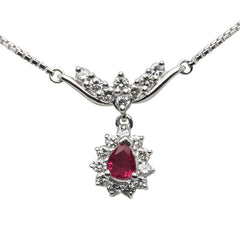 Pt900 プラチナ Pt850 プラチナ ルビー0.36ct ダイヤ0.51ct ペンダントネックレス レディース 【中古】