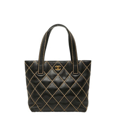 シャネル ワイルドステッチ ココマーク ハンドバッグ ブラック レザー レディース CHANEL 【中古】