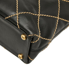 シャネル ワイルドステッチ ココマーク ハンドバッグ ブラック レザー レディース CHANEL 【中古】