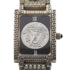ヴェルサーチェ メデューサ 腕時計 クオーツ ブラック文字盤 ステンレススチール レザー レディース VERSACE 【中古】