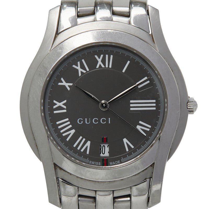 グッチ シェリーライン Gクラス 腕時計 5500M クオーツ グレー文字盤 ステンレススチール メンズ GUCCI 【中古】