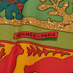 エルメス カレ90 EARLY AMERICA 古き良きアメリカ スカーフ カーキ オレンジ マルチカラー シルク レディース HERMES 【中古】