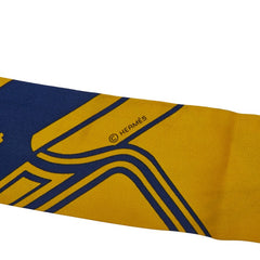 エルメス ツイリー Les Coupes Tattoo クーペ タトゥアージュ スカーフ ブルー イエロー シルク レディース HERMES 【中古】